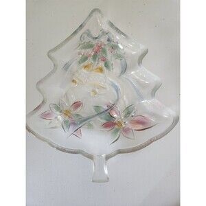 Vintage SAVOIR VIVRE Holiday Spirit Glass Christmas Tree Server  Candy Dish